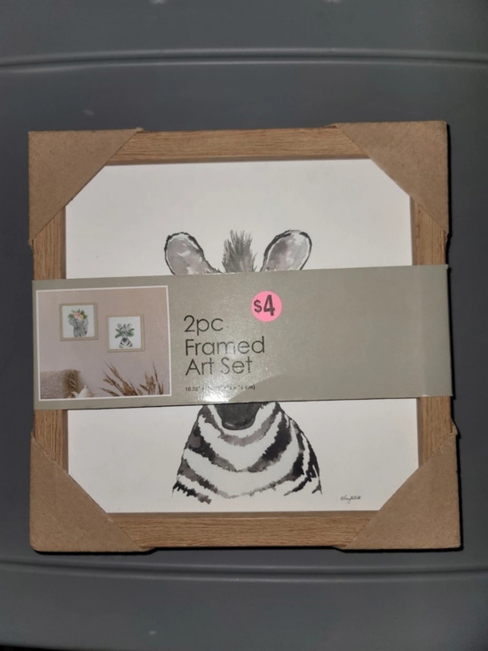 2pc Framed Art Set Animal Art Set White & Brown